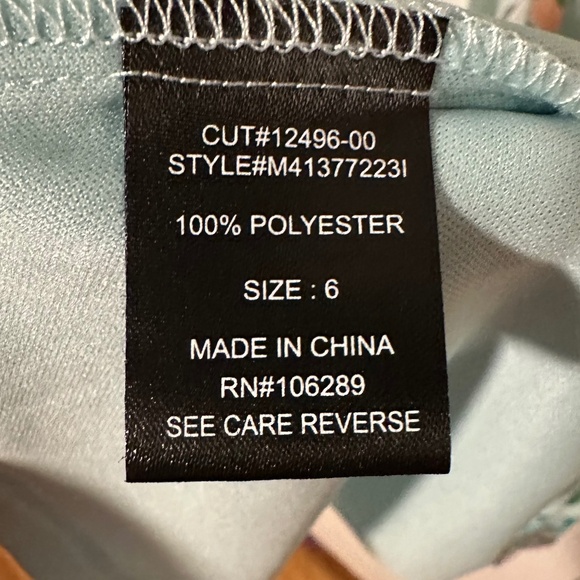 Fifth & Park pastel blue floral pleated chiffon dress, size 6 - Picture 6 of 7